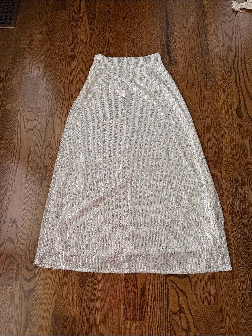 Silver sequin lined maxi asymmetrical medium